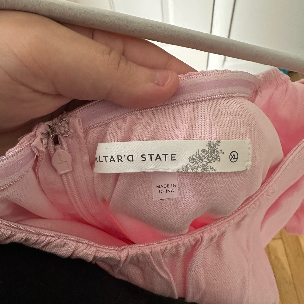 Altar'd State Pink Ruffled Off-Shoulder Top - Picture 3 of 3